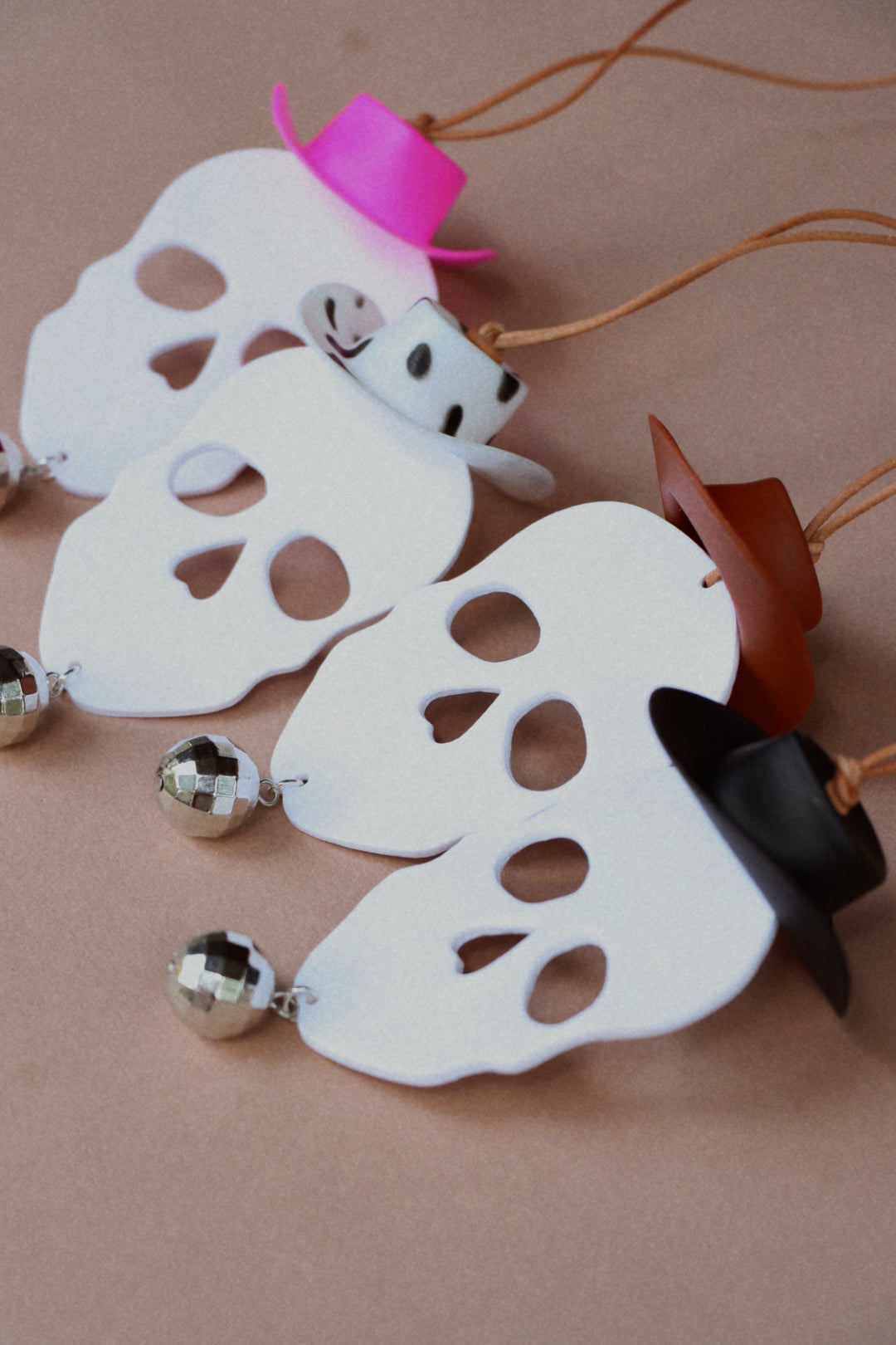 Cowboy Skull Disco Ball Car Charm