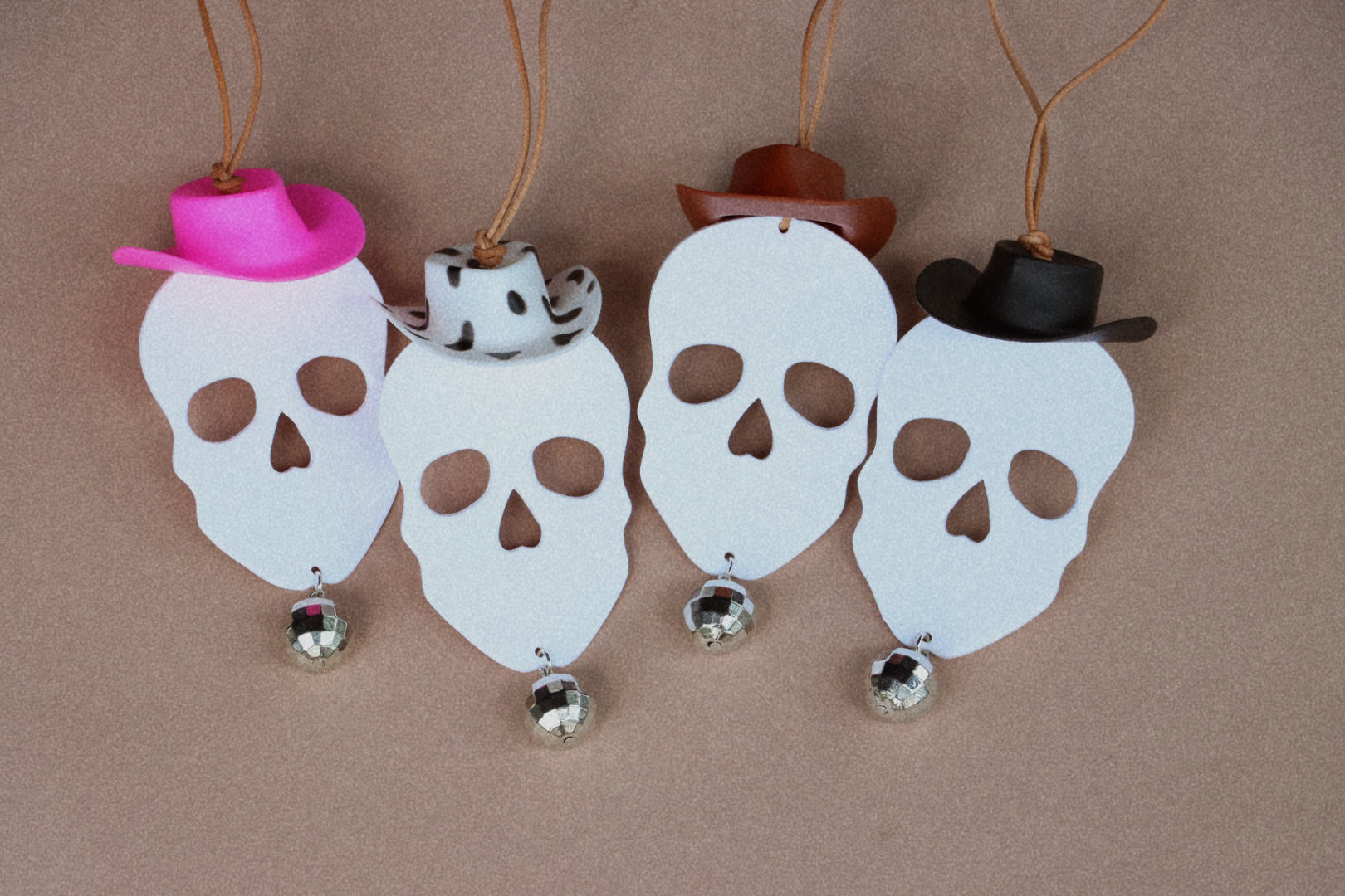 Cowboy Skull Disco Ball Car Charm