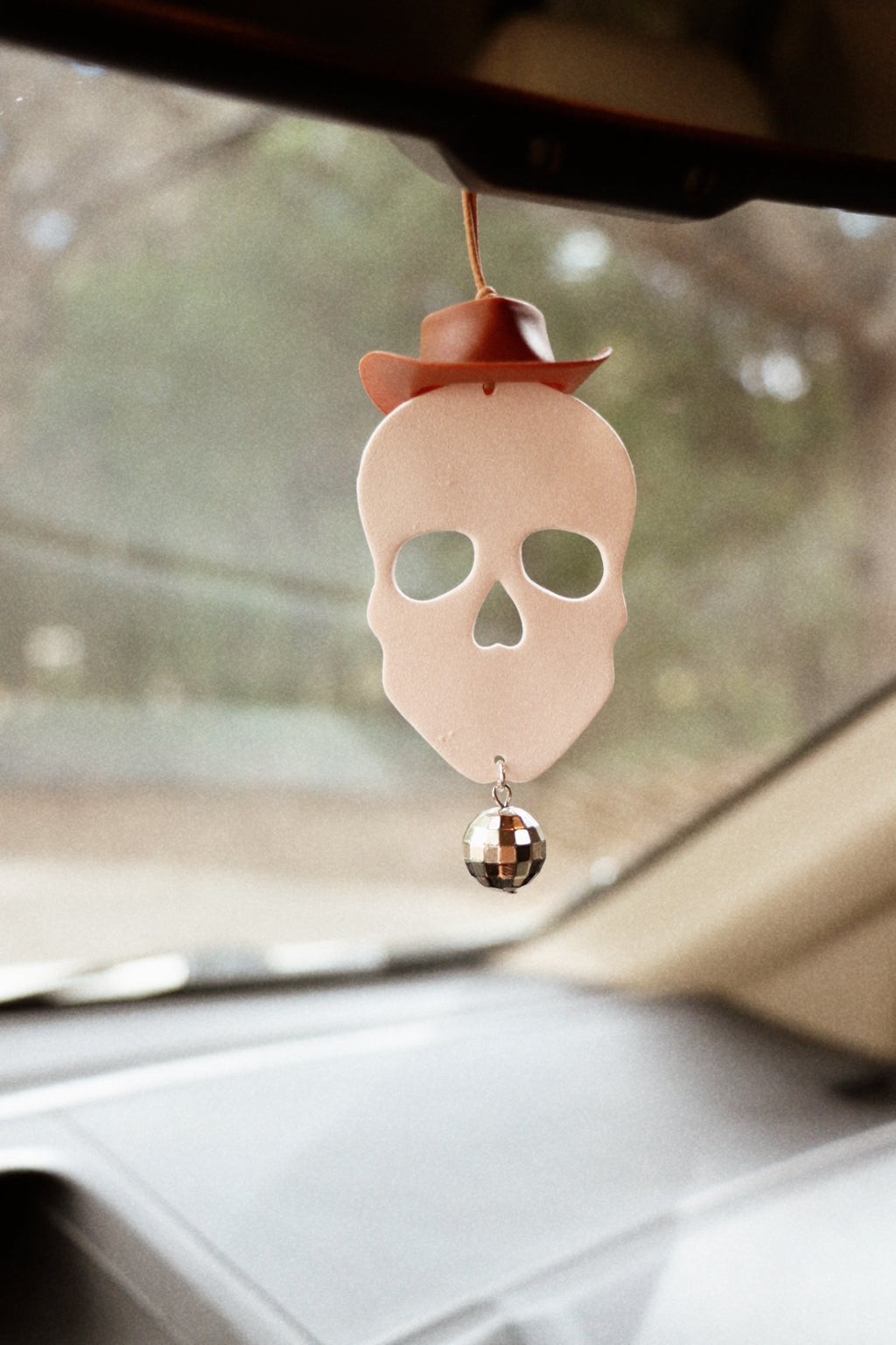 Cowboy Skull Disco Ball Car Charm