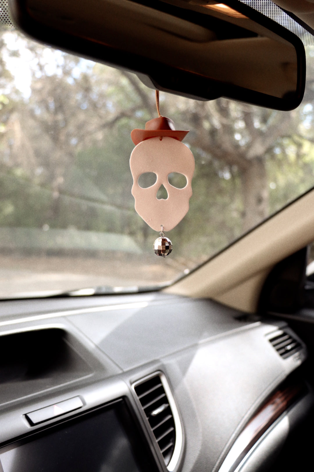 Cowboy Skull Disco Ball Car Charm