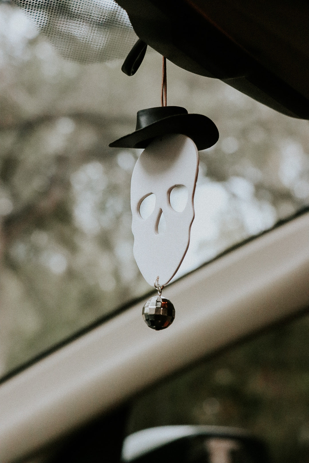 Cowboy Skull Disco Ball Car Charm
