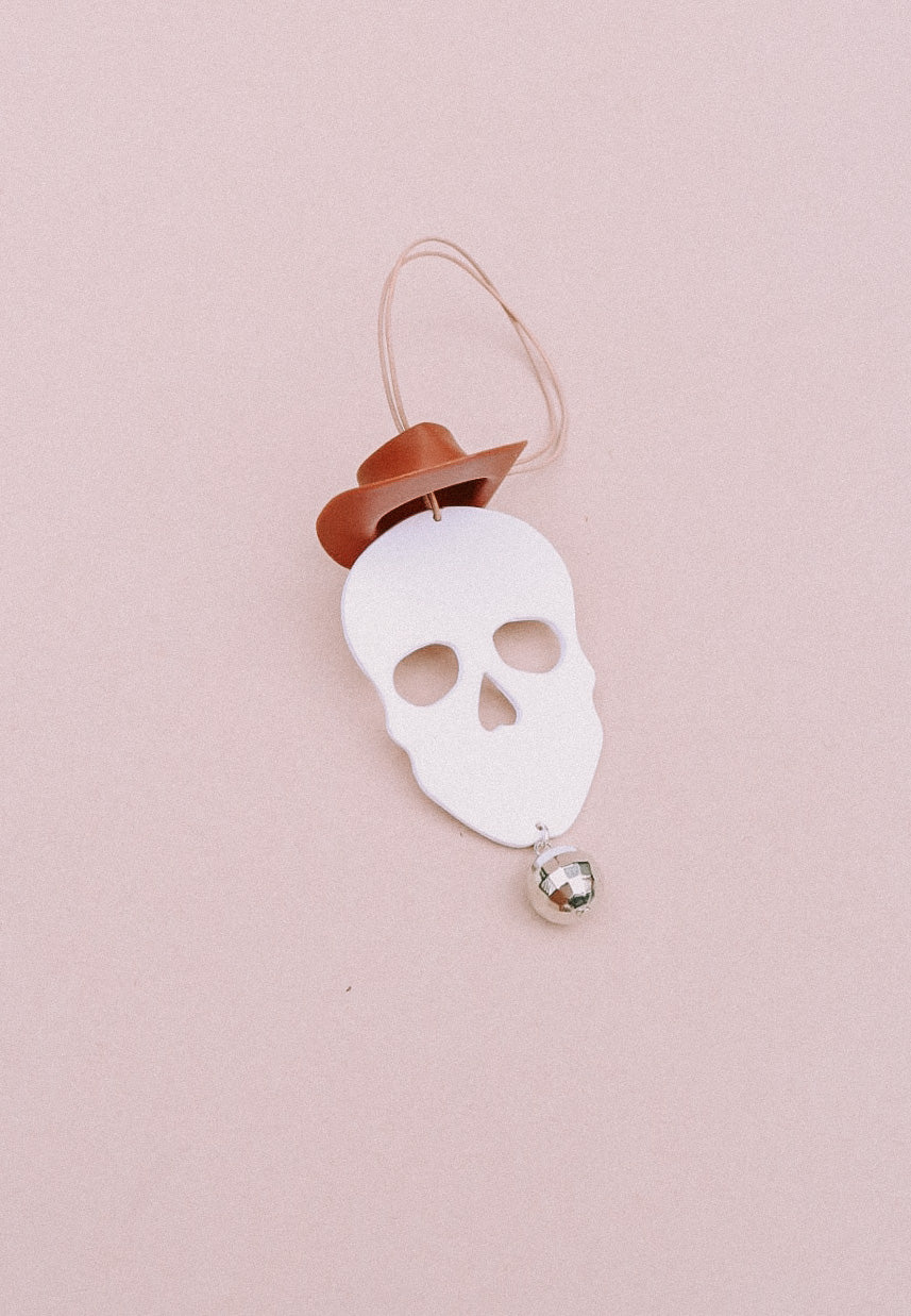 Cowboy Skull Disco Ball Car Charm