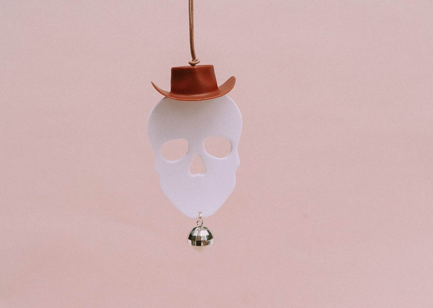 Cowboy Skull Disco Ball Car Charm