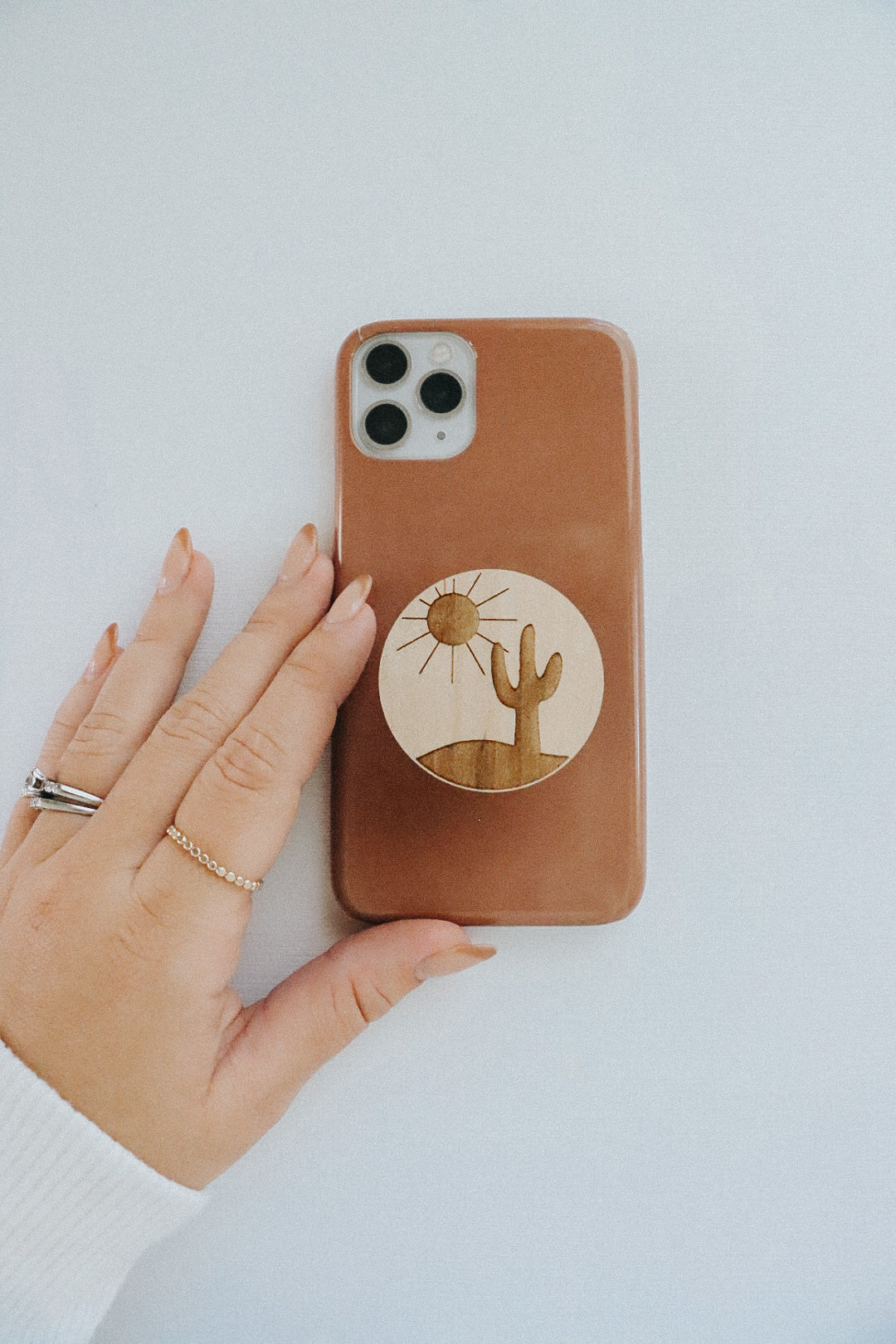 Desert Cactus Wood Phone Grip