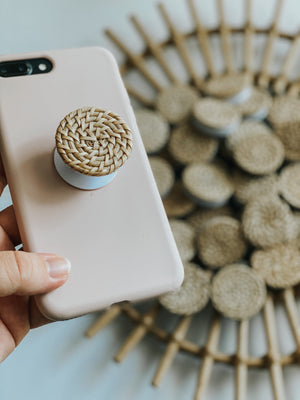 Tan Rattan Phone Grips