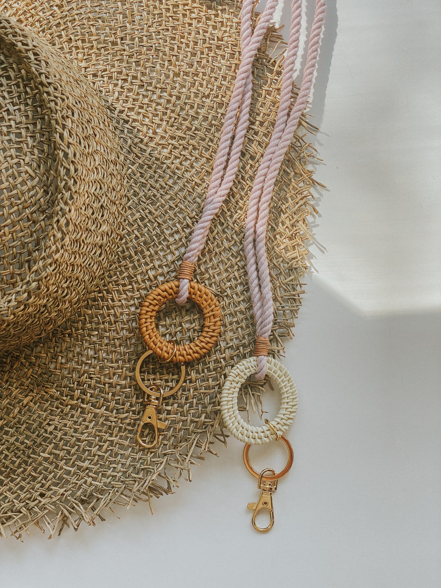 NEW COLORS Rattan Keychain Lanyards