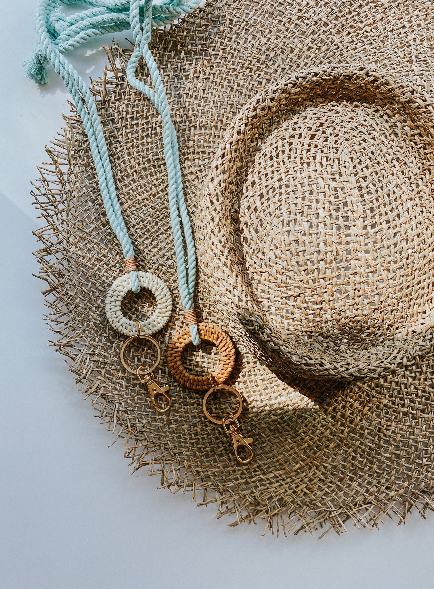 NEW COLORS Rattan Keychain Lanyards