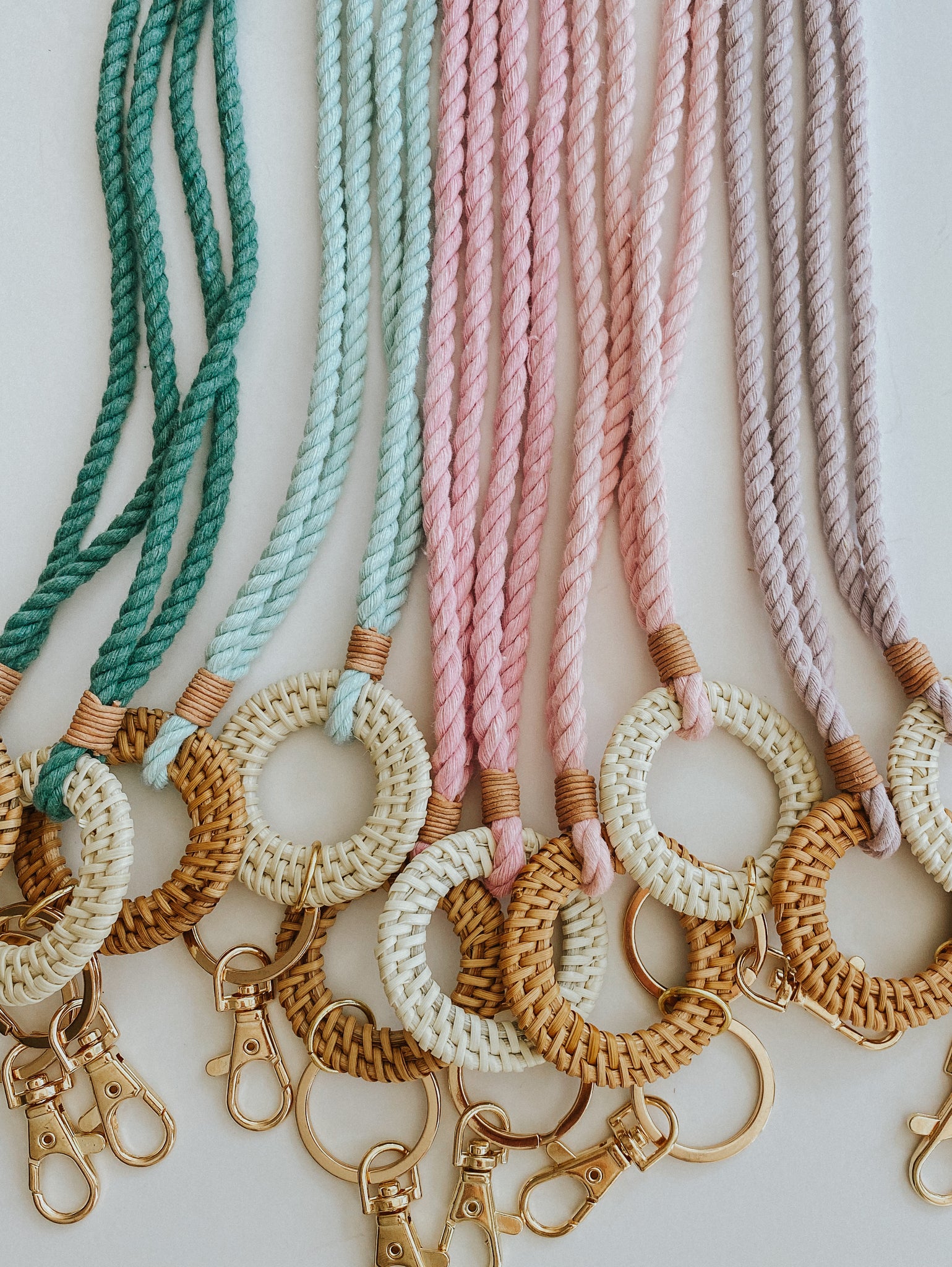 NEW COLORS Rattan Keychain Lanyards